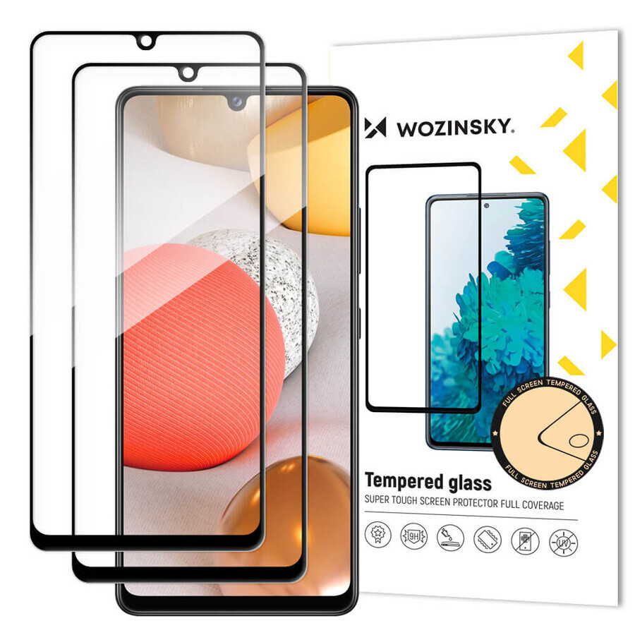 Wozinsky set of 2x super-strong Full Glue full screen tempered glass with Case Friendly frame Samsung Galaxy A42 5G black