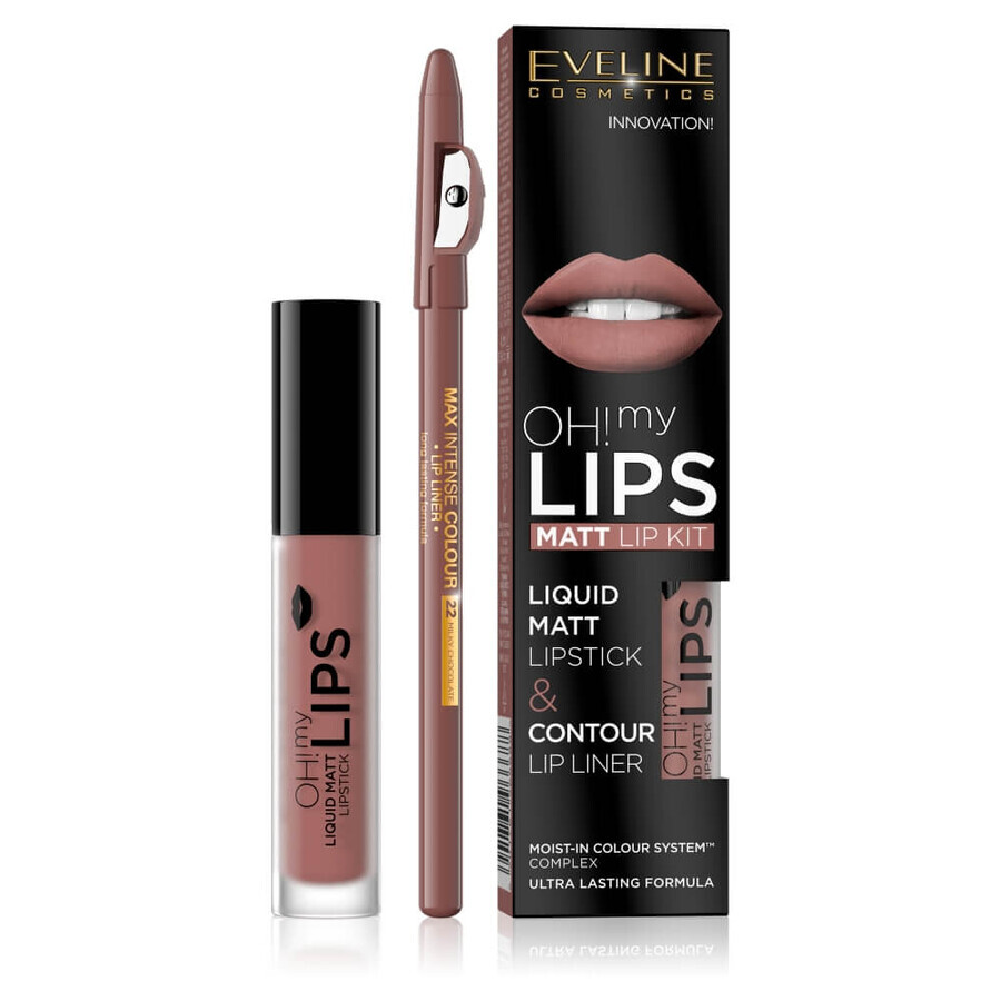 Eveline Cosmetics Oh My Lips Lippenstift und Liner Set 02 Milky Chocolate