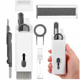 Multi-functional 7in1 cleaning kit for headphones and keyboard - gray