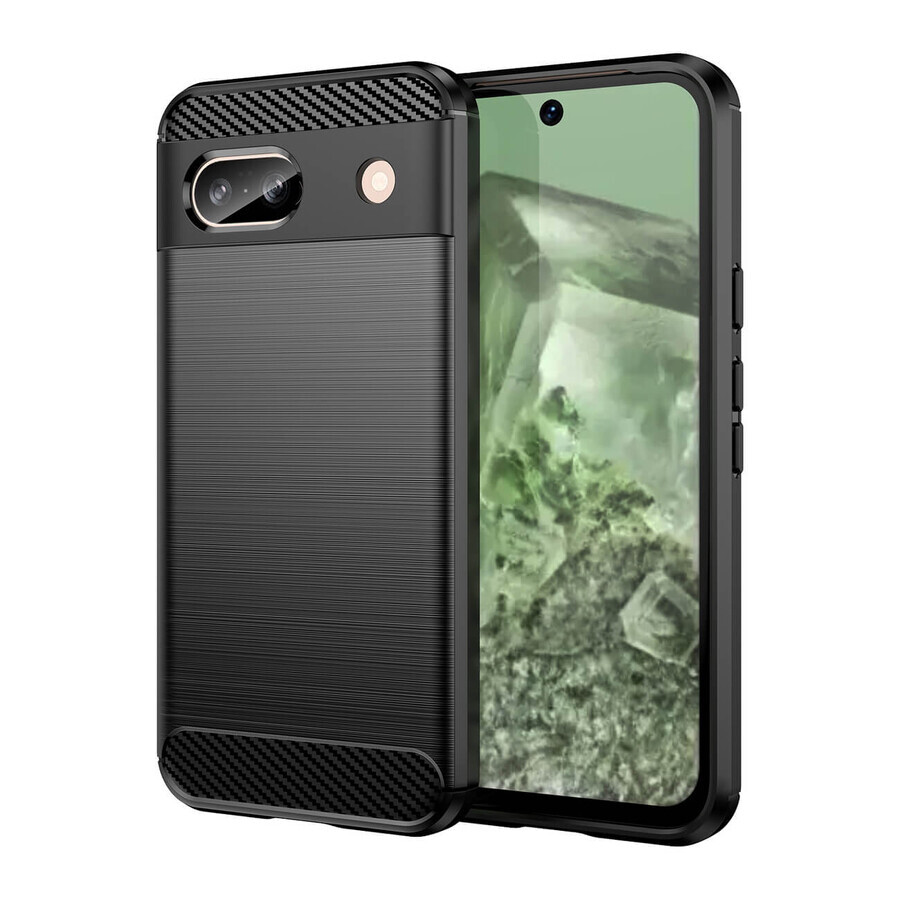 Hoesje Carbon Case voor Google Pixel 8A flexibele siliconen carbon case - zwart