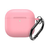 Husă din silicon pentru Airpods 4 cu carabină - roz
