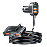 Chargeur rapide pour voiture Joyroom avec câble d'extension 45W 5xUSB-A noir (JR-CL03 Pro)