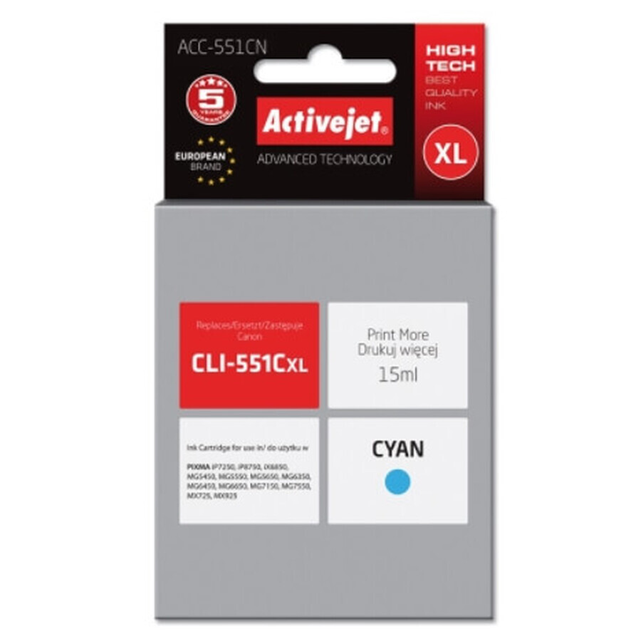 ActiveJet, Ink for Canon ACC-551CN (replacement CLI-551C) cyan (blue)