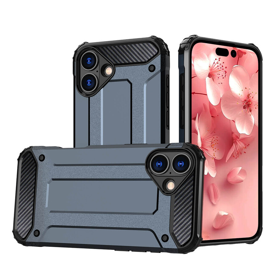 Custodia blindata Hybrid Armor per iPhone 16 - blu