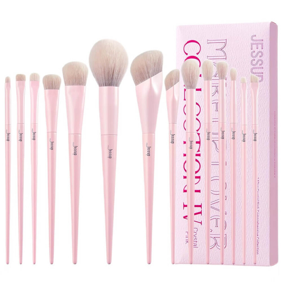 Jessup Crystal Pink Set de brochas de maquillaje T495, 14 piezas