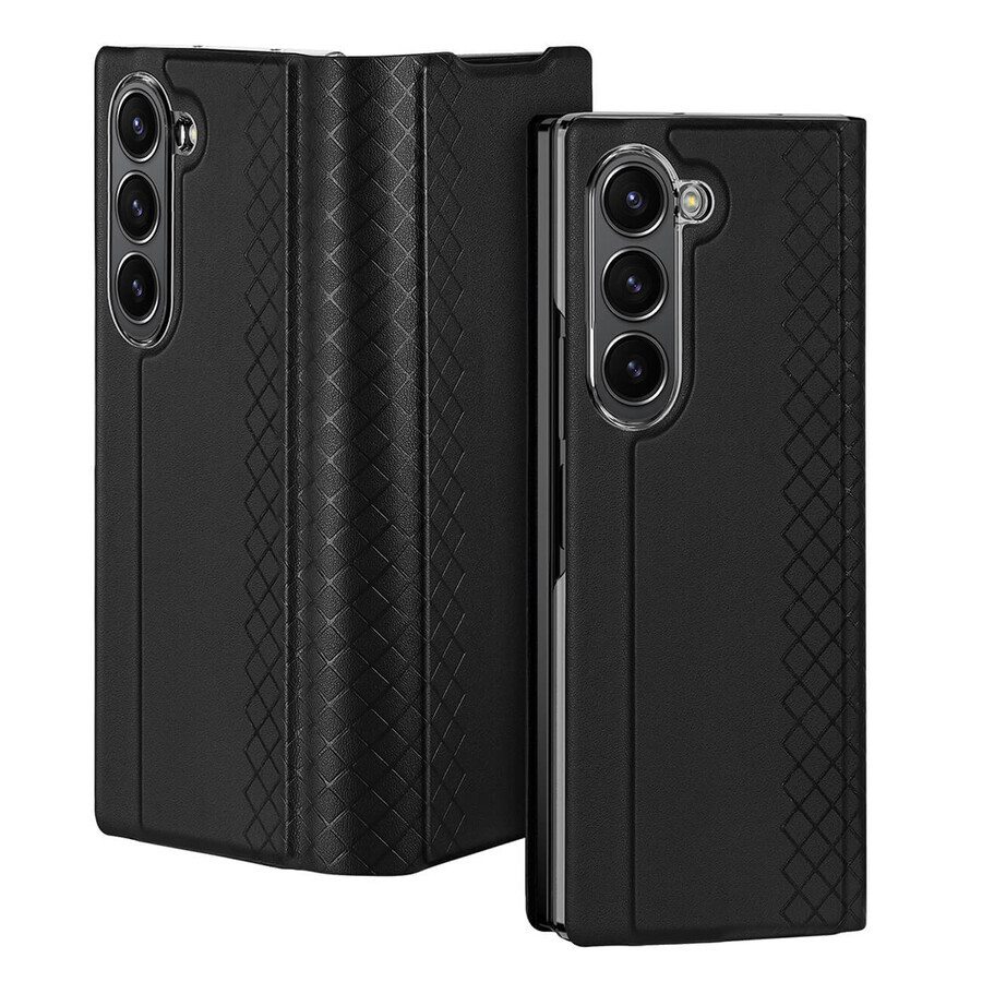 Dux Ducis Brill leather case for Samsung Galaxy Z Fold 6 with flap and card pocket - black