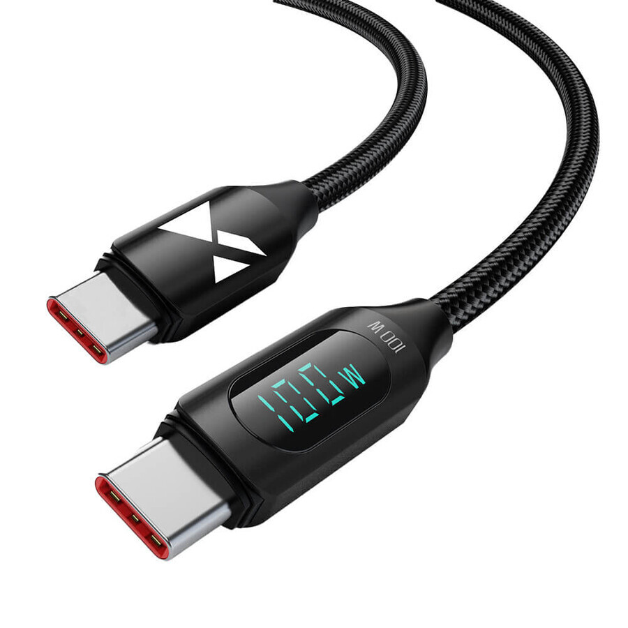 Wozinsky WUCCC1 Câble USB-C - USB-C PD 100W 480Mbps 1m avec écran - noir