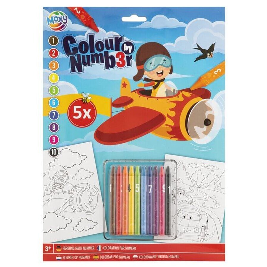 Colorear por números con lápices de colores Avión