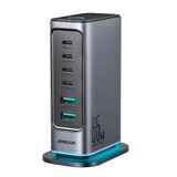 Joyroom JR-TCM02 chargeur multi-port GaN 65W EU 4x USB-C 2x USB-A - gris foncé