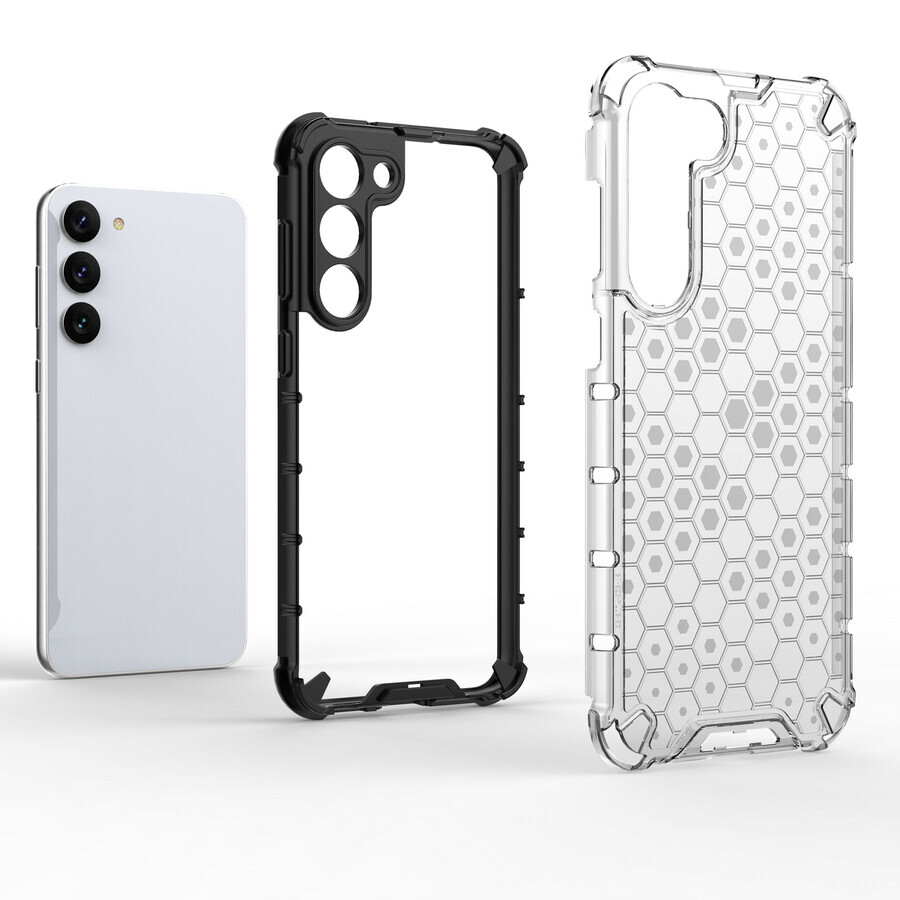 Etui nid d'abeille pour Samsung Galaxy S23+ étui hybride blindé transparent