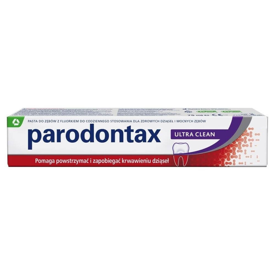 Parodontax Ultra Clean Dentifricio contro il sanguinamento delle gengive, 75 ml