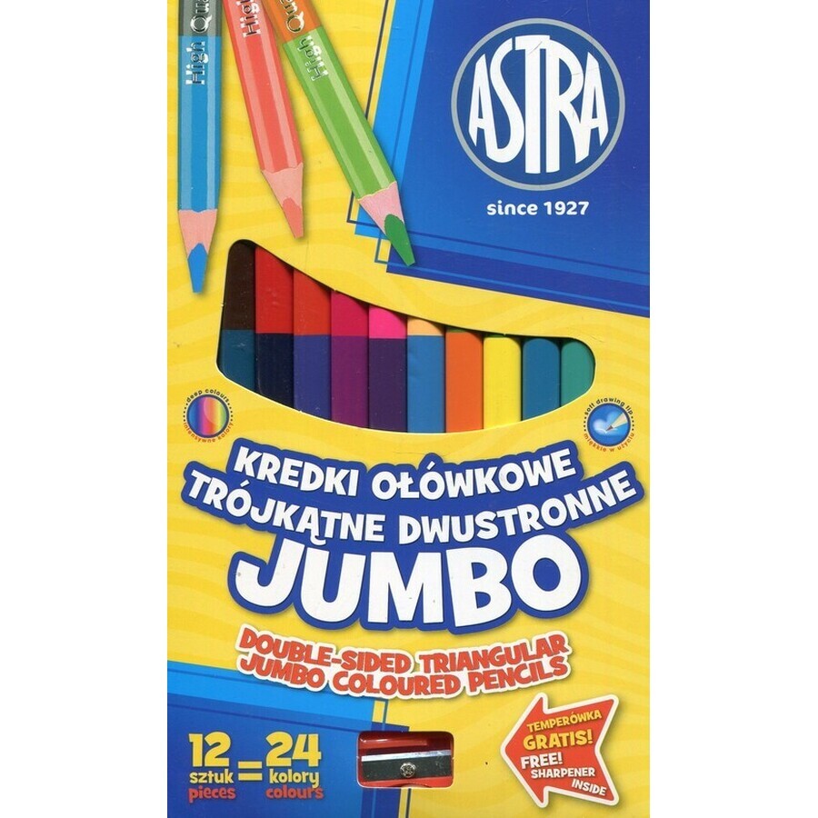 Buy Jumbo triangular double-stroke pencils 12 pieces 24 colors Jumbo triangular double-stroke pencils 12 pieces 24 colors