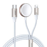 Joyroom Câble Lightning 2-en-1 et chargeur inductif pour Apple Watch 1.5m blanc (S-IW012)