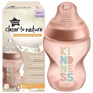Tommee Tippee Closer To Nature Trinkflasche mit Silikon-Sauger 0m+, 260 ml