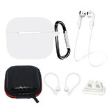Kit d'étui en silicone AirPods 3 + étui / clip oreille / tour de cou / support de bracelet de montre / mousqueton - blanc