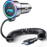 Joyroom Chargeur de voiture rapide 3-en-1 avec câble USB Type C 1.6m 60W noir (JR-CL07)