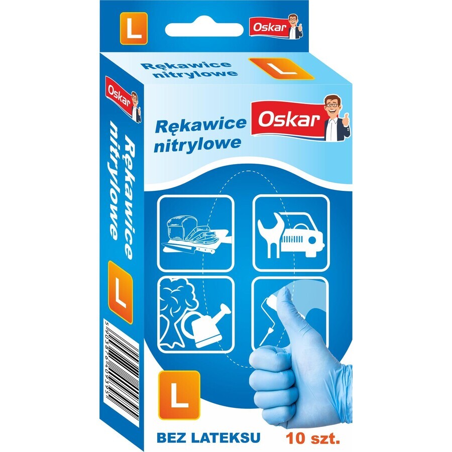 Shop Oskar, Nitril-Handschuhe Größe L, 10 Stück Oskar, Nitril-Handschuhe Größe L, 10 Stück