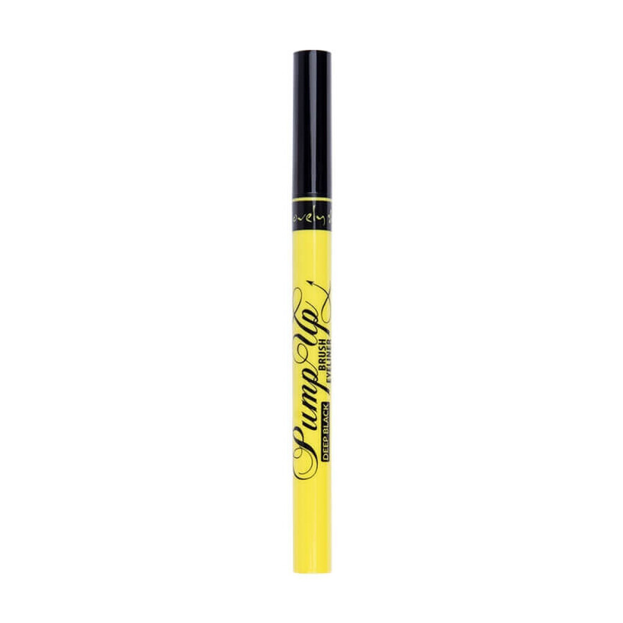 Lovely Pump Up Brush Eyeliner nero con pennello di precisione nero profondo