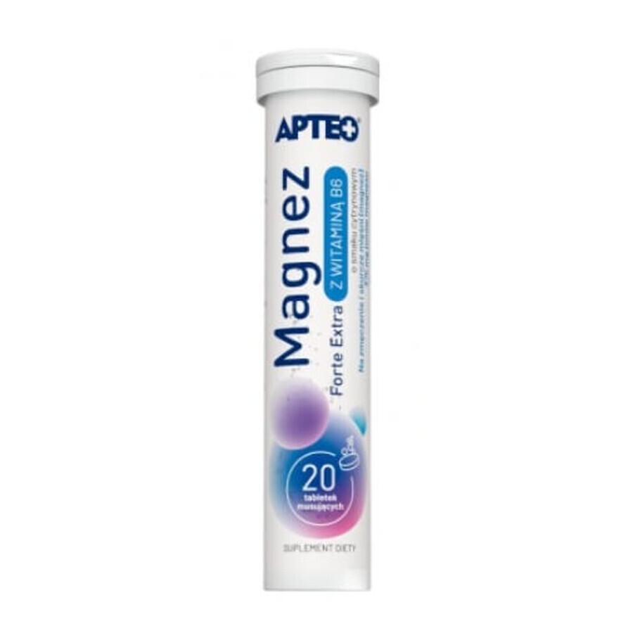 Apteo Magnesium Forte Extra met vitamine B6 citroensmaak, 20 bruistabletten