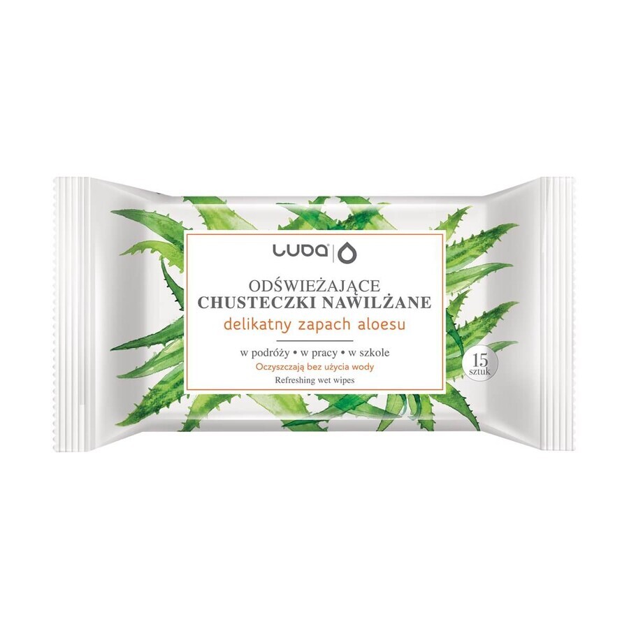 Buy Luba Refreshing Aloe vera wet wipes, 15 pieces Luba Refreshing Aloe vera wet wipes, 15 pieces