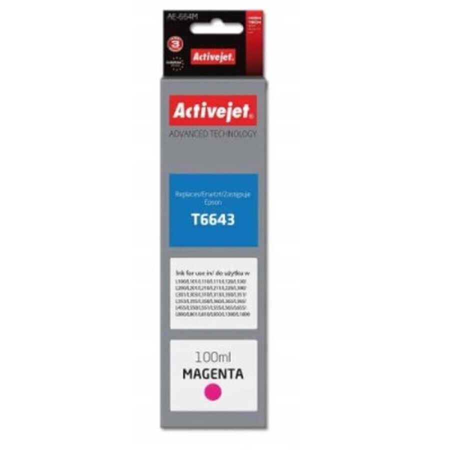ActiveJet, Tinta para Epson AE-664M (reemplazo T6643) magenta (púrpura)