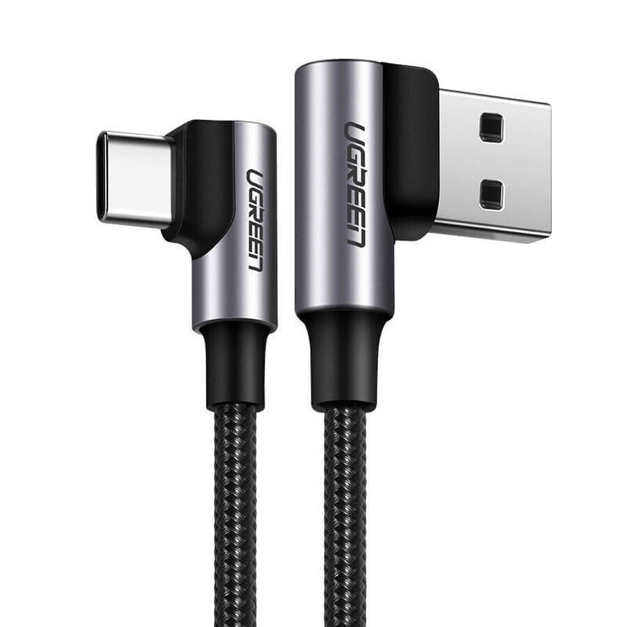 Ugreen hoekkabel USB - USB Type C Quick Charge 3.0 QC3.0 3 A 2 m grijs (US176 20857)