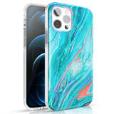 Kingxbar Watercolour Series color case for iPhone 12 Pro Max pink and green