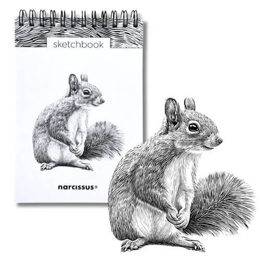 Cuaderno de bocetos A6 vertical en espiral Ardilla 60K 120 g/m² Narciso