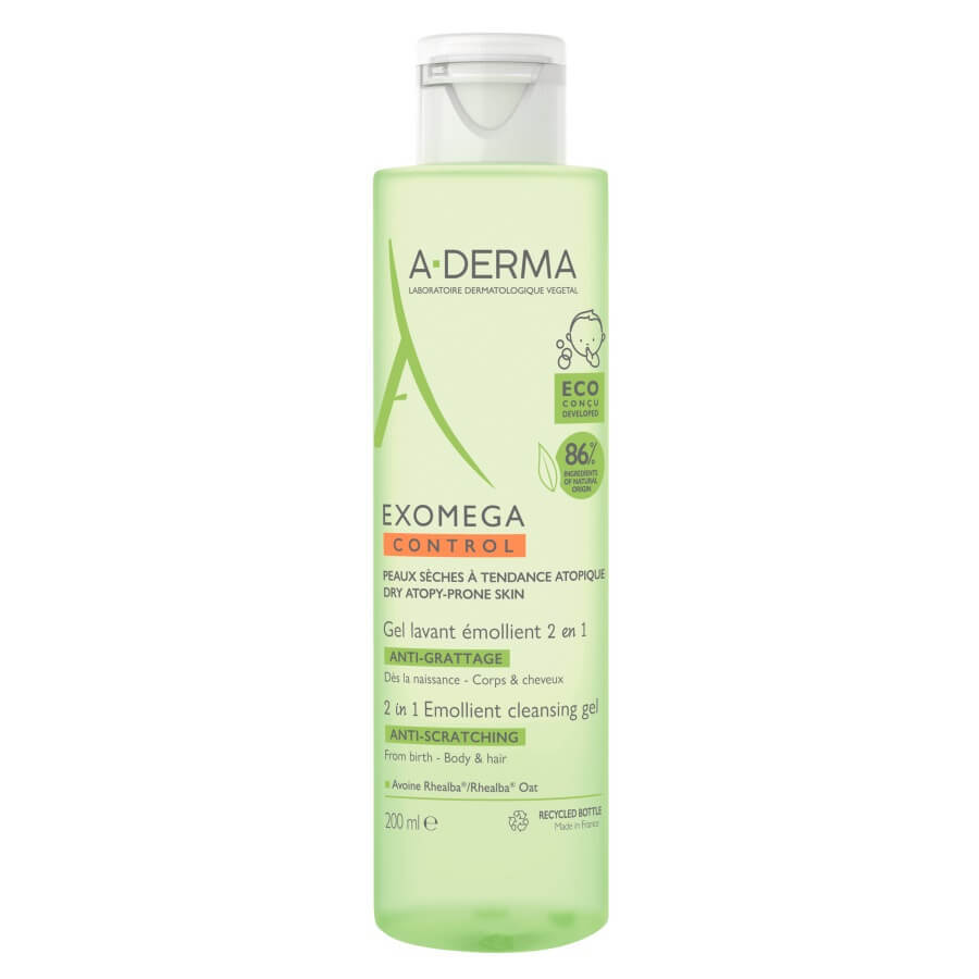 A-Derma Exomega Control gel lavante emolliente 2 in 1, 200 ml