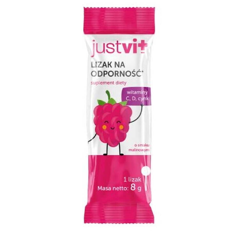 Justvit Lolly voor immuniteit met frambozensmaak, 1 stuk