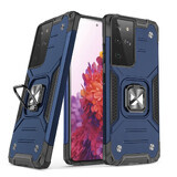 Wozinsky Ring Armor armored hybrid case cover + magnetic holder Samsung Galaxy S22 Ultra blue