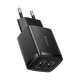 Baseus Compact power charger 2x USB 10.5W black (CCXJ010201)