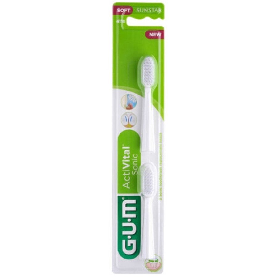 Sunstar GUM ActiVital, puntali bianchi di ricambio per Sonic 4110, 2 pezzi
