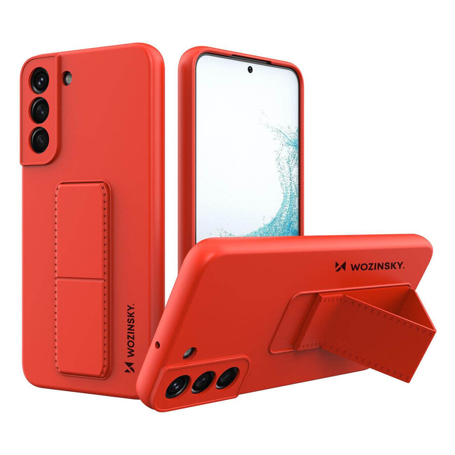 Wozinsky Kickstand Case funda de silicona con soporte para Samsung Galaxy S22+ rojo