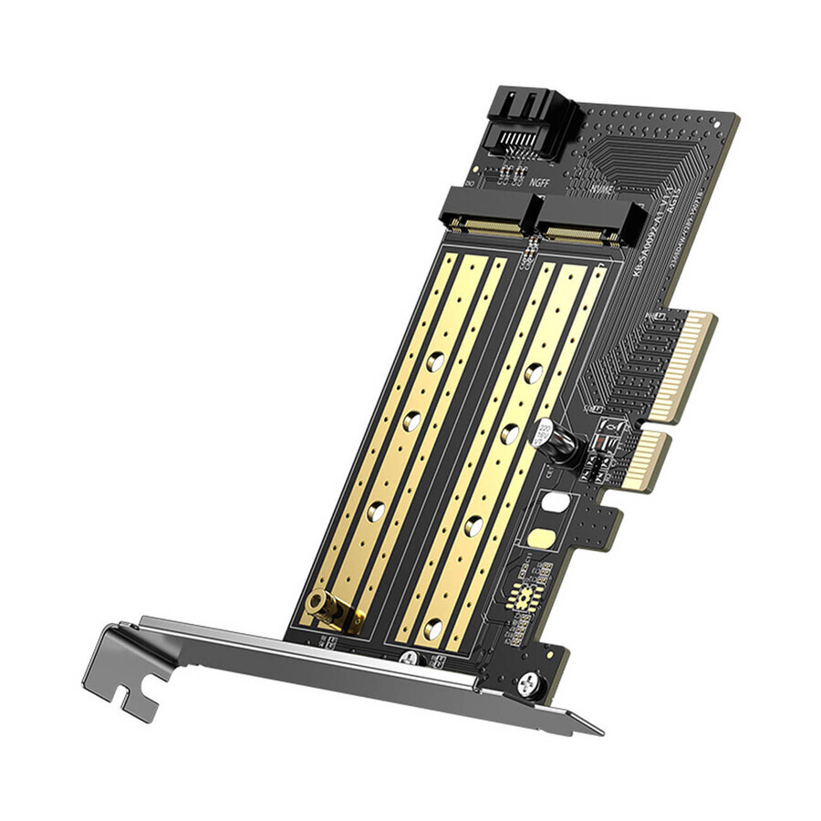 Ugreen uitbreidingskaart PCIe 3.0 x4 adapter voor M.2 M-Key / M.2 B-Key SSD zwart (CM302)