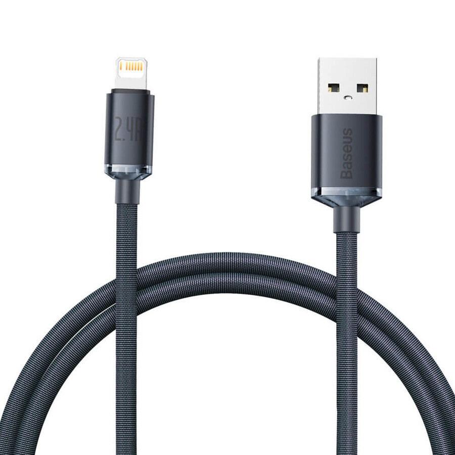Baseus Crystal Shine Series USB cable for fast charging and data transfer USB Type A - Lightning 2.4A 1.2m black (CAJY000001)