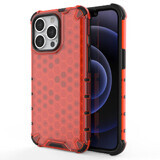 Honingraat gepantserd hoesje met gel frame iPhone 13 Pro rood