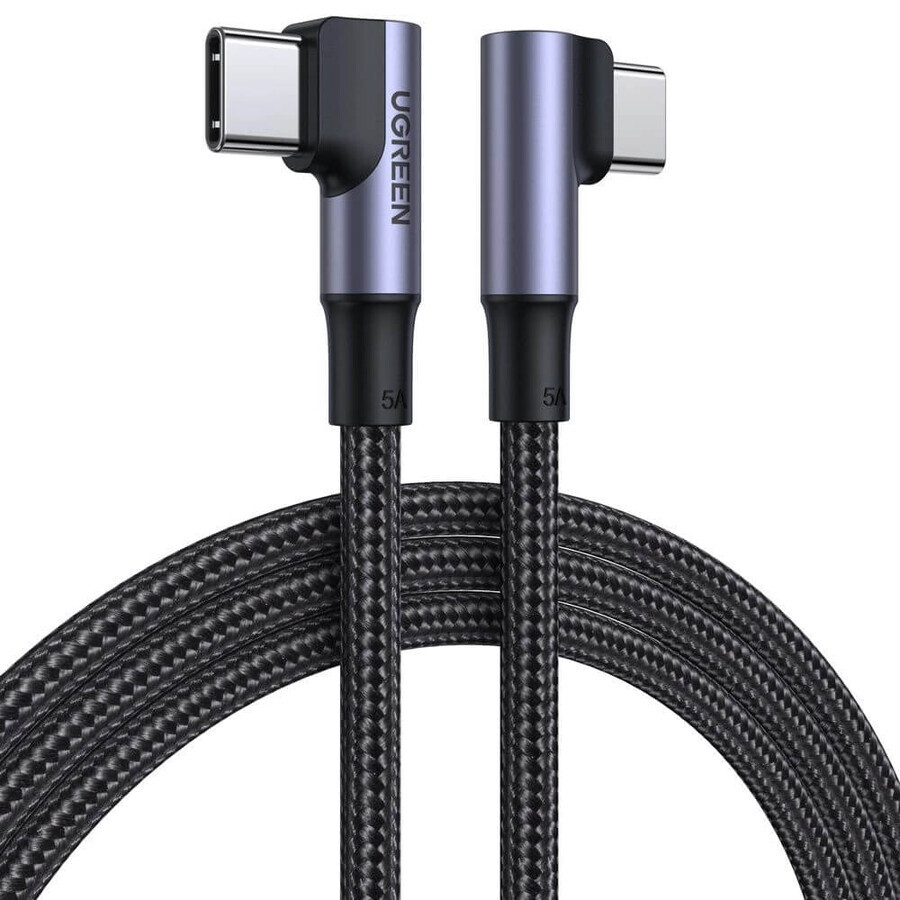 Cablu Ugreen US335 70698 unghiular USB-C - USB-C PD QC FCP 100W 5A 480Mbps 2m - negru