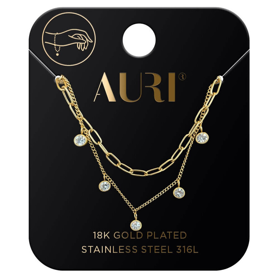 Auri Gold Plated Bracelet Set Clips and Zircons, 2 pieces