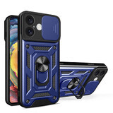 Hybrid Armor Camshield hoesje voor iPhone 16 gepantserd met camerabehuizing met standaard - blauw