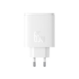 GaN Baseus Cube Pro 65W 2x USB-C USB-A charger - white