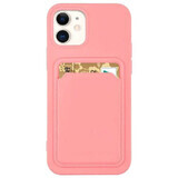 Card Case siliconen portemonnee hoesje met kaartvak documenten voor Samsung Galaxy A72 4G roze