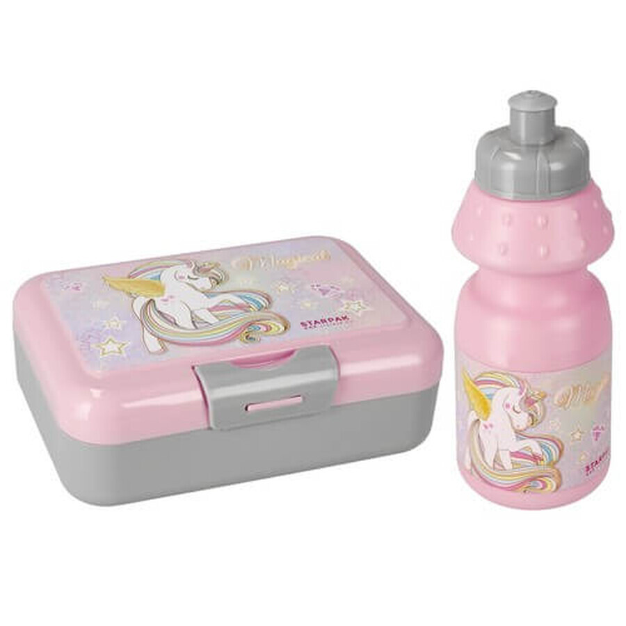 Set bidón 350ml + caja desayuno 16x12.5x5.5cm Unicornio