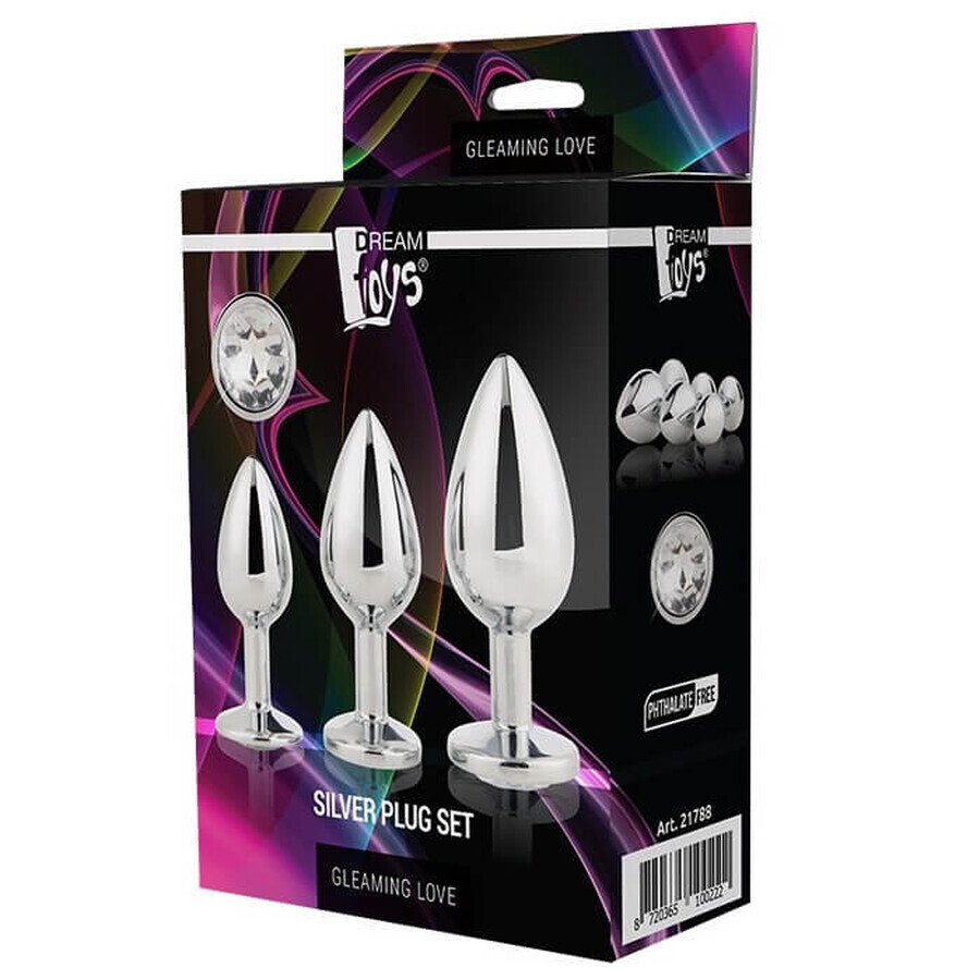 Dream Toys Gleaming Love Silver Plug Set Anal Plug, 3 Stück