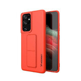 Wozinsky Kickstand Case étui en silicone avec support Samsung Galaxy S21 Ultra 5G rouge
