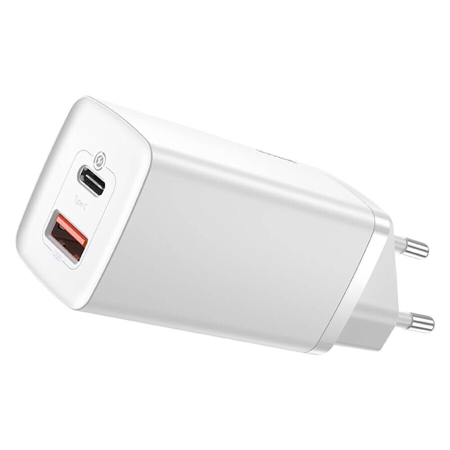 Baseus GaN2 Lite Schnellladegerät 65W USB / USB Typ C Quick Charge 3.0 Power Delivery (Galliumnitrid) weiß (CCGAN2L-B02)