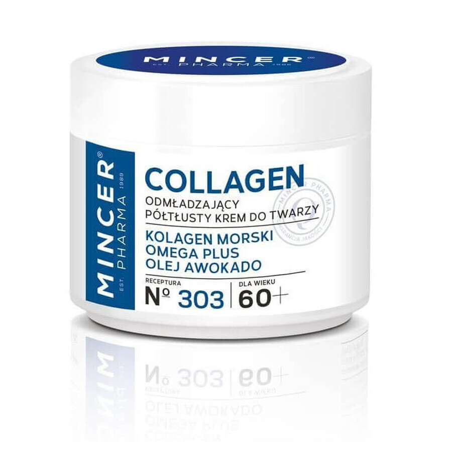 Cumpără Mincer Pharma Colagen 60+ Întinerire cremă de față semi-grasă Nr.303, 50 ml Mincer Pharma Colagen 60+ Întinerire cremă de față semi-grasă Nr.303, 50 ml