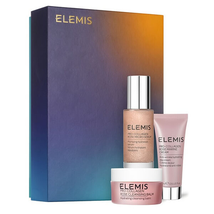 Elemis The Pro-Collagen Rose Icons Loción Limpiadora, 15ml + Sérum Facial, 30ml + Crema Facial, 15ml