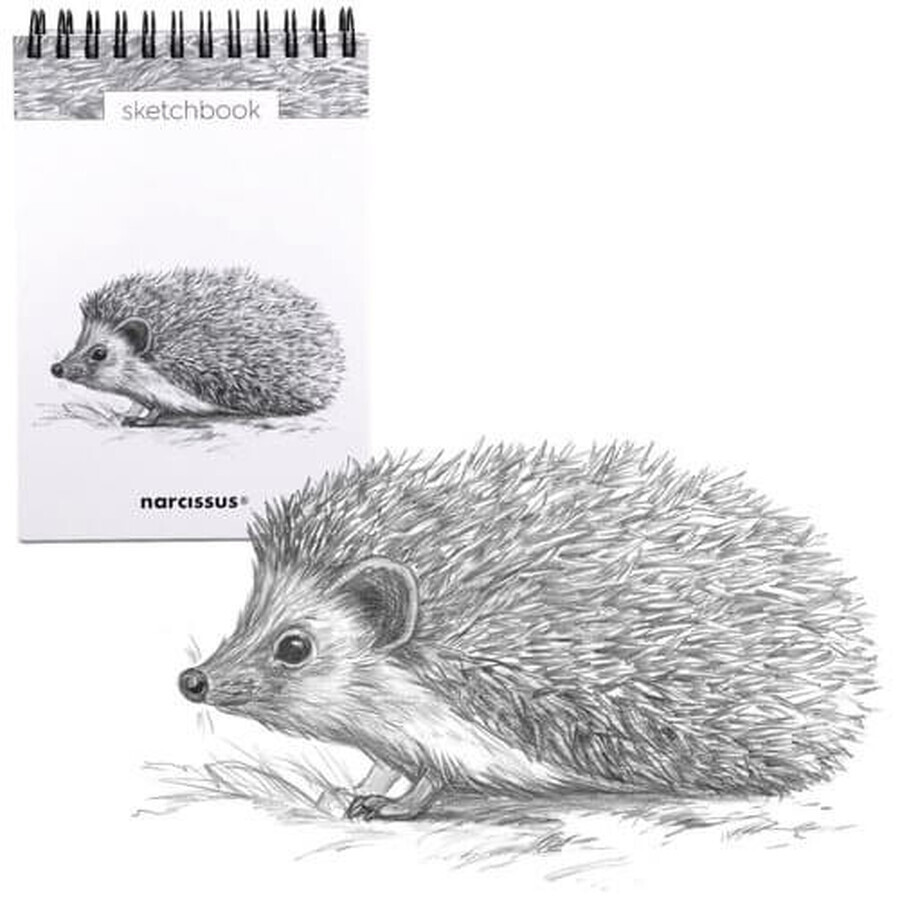 Carnet de croquis A6 vertical avec reliure spirale Hedgehog 60K 120 g/m².