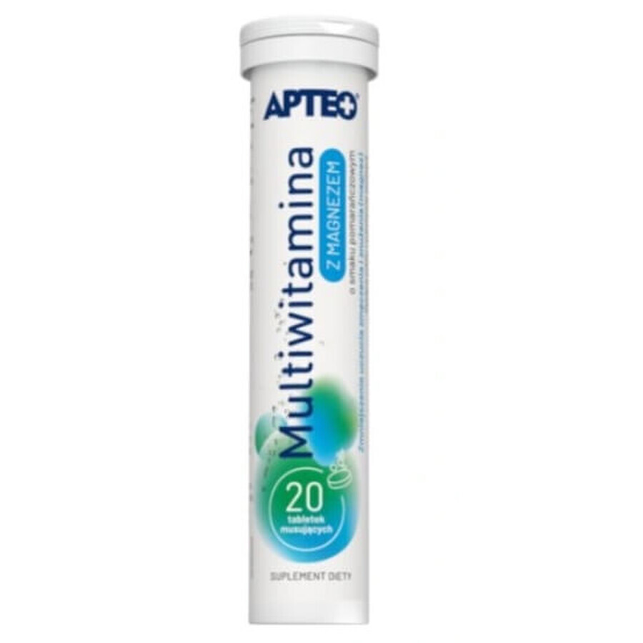 Apteo Multivitamine avec magnésium, goût orange, 20 comprimés effervescents